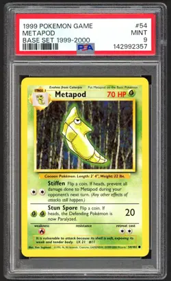 Pokemon Cards - PSA 9 Metapod 54/102 - Base Set 1999-2000 4th Print UK - Image 1