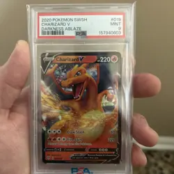 Pokemon TCG Charizard v Full Art Holo Card 019/189SWSH03: Darkness Ablaze PSA 9 - Image 1