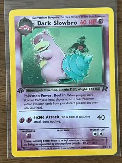 Dark Slowbro 1st Edition Holo Rare 12/82 Team Rocket WOTC Pokemon Card LP+ - Image 1