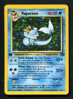 Pokemon Card: 1st Edition VAPOREON Jungle Holo 12/64 (LP) - Image 1