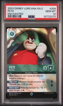 Disney Lorcana Pete Bad Guy 209/204 Enchanted Foil PSA 10 GEM MINT Mickey Mouse - Image 1