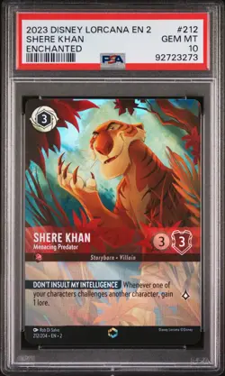 Disney Lorcana Shere Khan Menacing Predator 212/204 Enchanted PSA 10 GEM MINT - Image 1