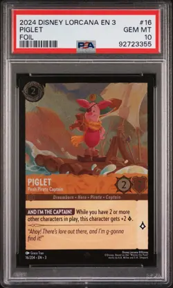 Disney Lorcana Piglet Pooh Pirate Captain 16/204 *FOIL* Super Rare PSA 10 MINT 3 - Image 1