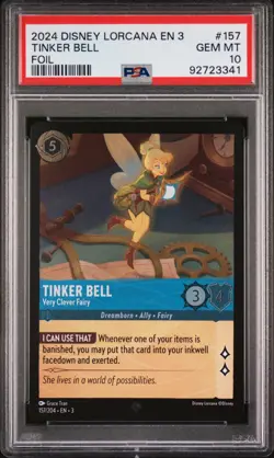 Disney Lorcana Tinker Bell Very Clever 157/204 *FOIL* Super Rare PSA 10 GEM MINT - Image 1