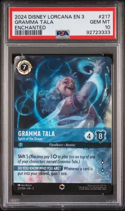 Disney Lorcana Gramma Tala 217/204 PSA 10 GEM MINT Enchanted EN 3 - Image 1