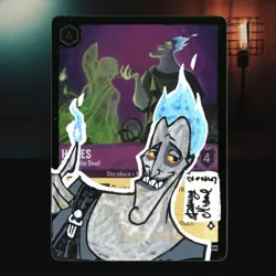 Disney Lorcana Card - Denny Minonne Signed / Autograph & Sketch - Hades Foil - Image 1