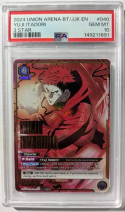 YUJI ITADORI #040 - 3 STAR -PSA 10 - ENGLISH - 2024 UNION ARENA - Image 1