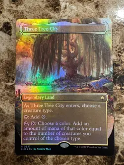 THREE TREE CITY Borderless Magic MTG Bloomburrow Foil - Image 1