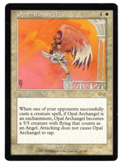 MTG OPAL ARCHANGEL URZA'S SAGA RARE WHITE ENCHANTMENT NM RESERVED LIST ANGEL EDH - Image 1