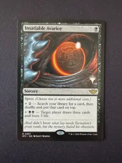 Insatiable Avarice Outlaws Thunder Junction Promo Pack Rare Magic Gathering MtG - Image 1