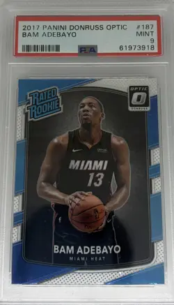 2017-18 Donruss Optic #187 Bam Adebayo RC Miami Heat Rookie PSA 9 - Image 1