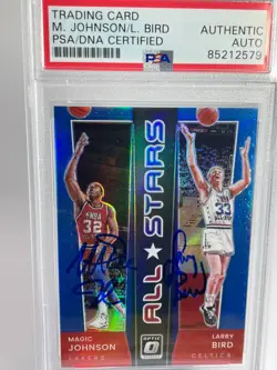 Magic Johnson & Larry Bird - Autographed!! 2021 DONRUSS OPTIC Blue /49 PSA AUTO - Image 1