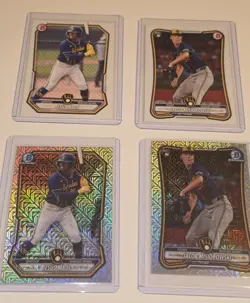 Made Misiorowski MOJO Topps Brewers 2026 Bowman Chrome RC 4-Card Lot ROOKIE - Image 1