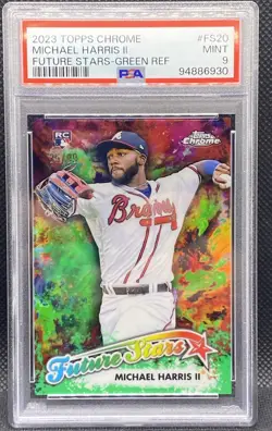 🔥🔥 2023 Topps Chrome Michael Harris II Future Stars RC Green /99 PSA 9 🔥🔥 - Image 1