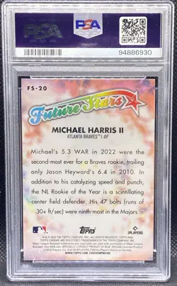 🔥🔥 2023 Topps Chrome Michael Harris II Future Stars RC Green /99 PSA 9 🔥🔥 - Image 3