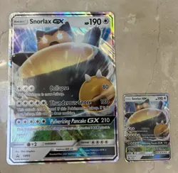Pokemon TCG Snorlax GX SM05 Black Star Promo 2-Card Lot Jumbo + Holo Foil - Image 1