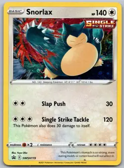 Pokemon TCG Snorlax Sword & Shield Promo SWSH119 Holo Near Mint - Image 1
