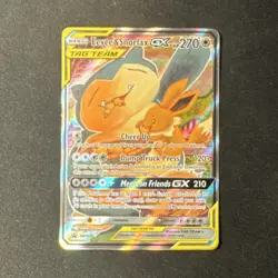 Pokemon TCG Eevee & Snorlax GX SM169 TAG TEAM GX Promo Full Art Holo - Image 1