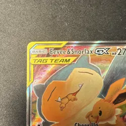 Pokemon TCG Eevee & Snorlax GX SM169 TAG TEAM GX Promo Full Art Holo - Image 2