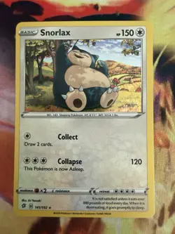 Pokemon TCG Snorlax Rebel Clash 141/192 Promo Cosmos Holo Rare Light Play - Image 1
