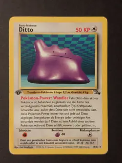Pokemon Ditto 18/62 │Fossil 2000 │ 1st Edition│ PL│ Rare│ Deutsch │Vintage - Image 1