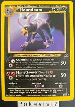 Carte Pokemon HOUNDOOM 23/75 Rare 1st Edition Wizards Neo Discovery ENGLISH - Image 1