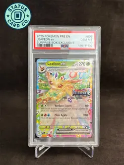 2025 Pokemon LEAFEON ex - (Prismatic Evolutions Stamp) 006/131 PSA 10 - Image 1