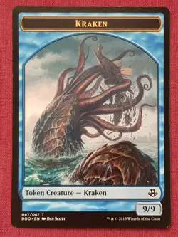 Magic The Gathering DUEL DECKS ELSPETH VS KIORA KRAKEN token card MTG - Image 1