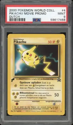 2000 Pokemon DUTCH World Collection Promo Pikachu Movie 4 PSA 9 MINT - Image 1
