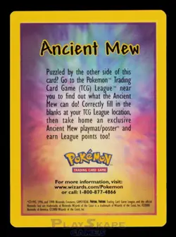 Pokemon Card Ancient Mew INSERT CARD ONLY WOTC Vintage Promo Rare WOTC 2000 - Image 1