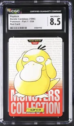 1996 Pokemon Vintage Bandai Carddass Part 1 #54 Red Card Psyduck CGC 8.5 Mint - Image 1