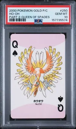 2000 POKEMON GOLD VERSION PART 2 PLAYING CARDS QUEEN OF SPADES #250 HO-OH PSA 10 - Image 1