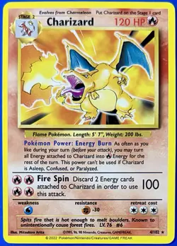 Charizard 120 HP Rare Base Set Pokemon TCG Card 4/102 2022 English - Image 1