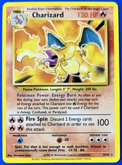 Charizard 120 HP Rare Base Set Pokemon TCG Card 4/102 2022 English - Image 3