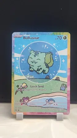 Pokemon Sparkle Holo Rainbow Boarder Cute Anime Bubble Bulbasaur EX Card - Image 1