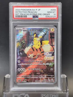 PSA 10 Detective Pikachu 098/SV-P GEM MINT Japanese Graded Pokemon Card - Image 1
