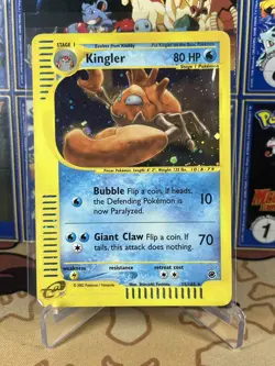 2002 Pokemon Expedition Kingler Holo Rare 15/165 MP Card - Image 1