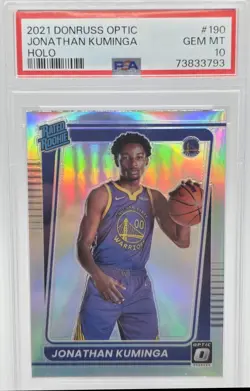 2021-22 Panini Donruss Optic Jonathan Kuminga #190 Holo Prizm RC Warriors PSA 10 - Image 1