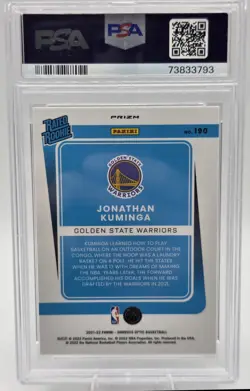 2021-22 Panini Donruss Optic Jonathan Kuminga #190 Holo Prizm RC Warriors PSA 10 - Image 2