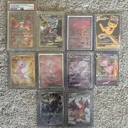 Pokemon TCG 10-Card Mew Lot PSA 8 Ancient Mew Promo Mew V/VMAX, ex - Image 1