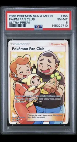 2018 POKEMON SUN & MOON ULTRA PRISM #155 FULL ART/POKEMON FAN CLUB PSA 8 - Image 1