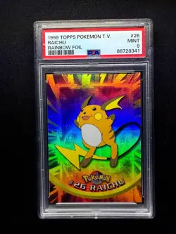 topps Pokemon TV Animation Edition Series 1 Rainbow Holo Foil #26 Raichu PSA 9 - Image 1