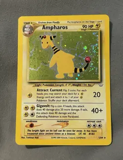 Pokemon TCG Ampharos 1/64 Neo Revelation Holo Rare Unlimited - Image 1