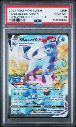 Glaceon VMAX 209/203 Evolving Skies Alt Art Secret PSA 10 GEM MINT Pokemon - Image 1