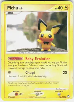 Pichu 93/123 Common Mysterious Treasures Pokemon Moderately Played - Image 1