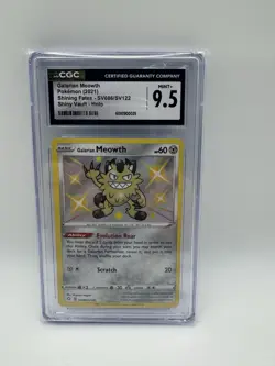 Pokemon CGC 9.5 Galarian Meowth SV086/SV122 Shiny Holo Rare Holo 2021 - Image 1