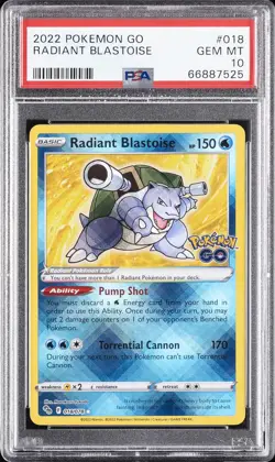 2022 POKEMON GO #018 RADIANT BLASTOISE PSA 10 - Image 1