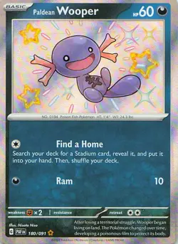 Paldean Wooper 180/091 Shiny Rare Paldean Fates Pokemon Holo Near Mint - Image 1
