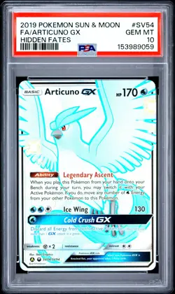 2019 POKEMON SUN & MOON HIDDEN FATES #SV54 FULL ART/ARTICUNO GX PSA 10 - Image 1
