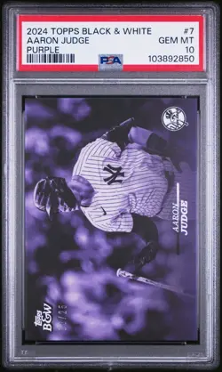 2024 Topps Black & White Purple 18/25 Aaron Judge #7 PSA 10 GEM MT - Image 1